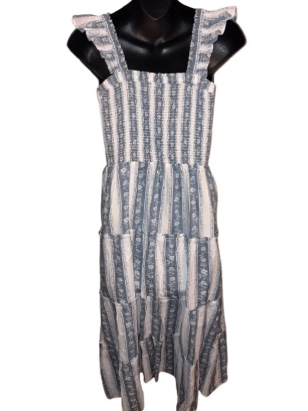 J. Crew white seaside printed smocked midi Dress size XS
